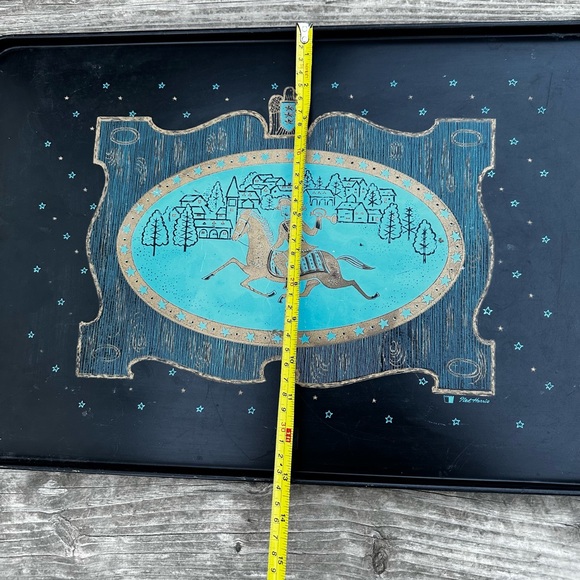 VINTAGE MID CENTURY NED HARRIS BAR WARE TRAY PAUL REVERE (20.25” x 13”) - Picture 6 of 7